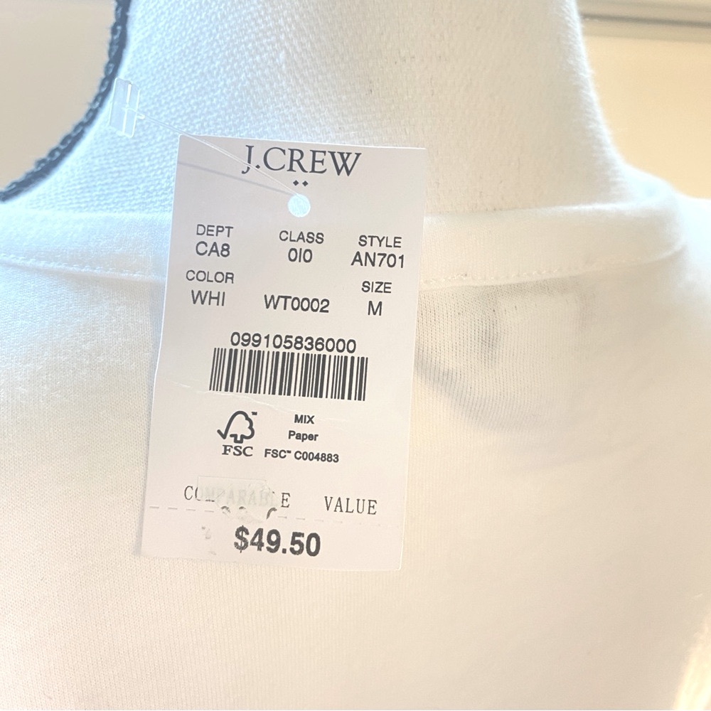 J Crew Blue and White Striped 100% Cotton Peplum T-shirt Tank Size Medium NWT - Picture 10 of 15